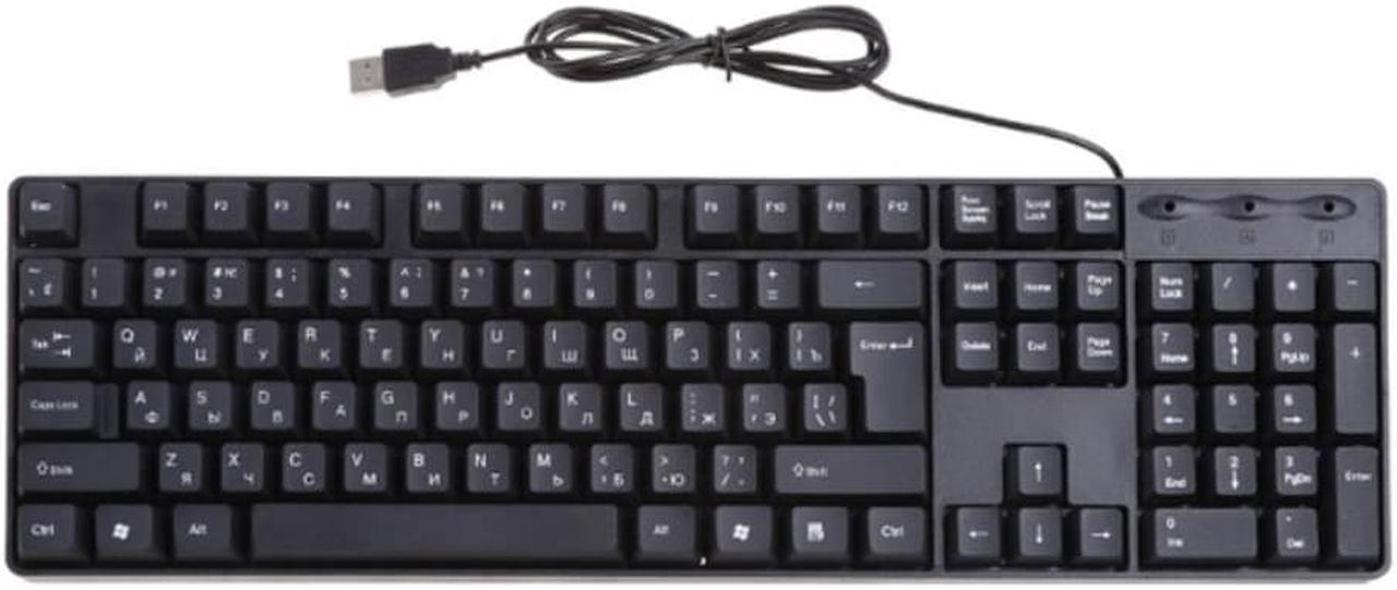 USB Wired Russian English Keyboard Waterproof Slim Full Size Keyboard for Win