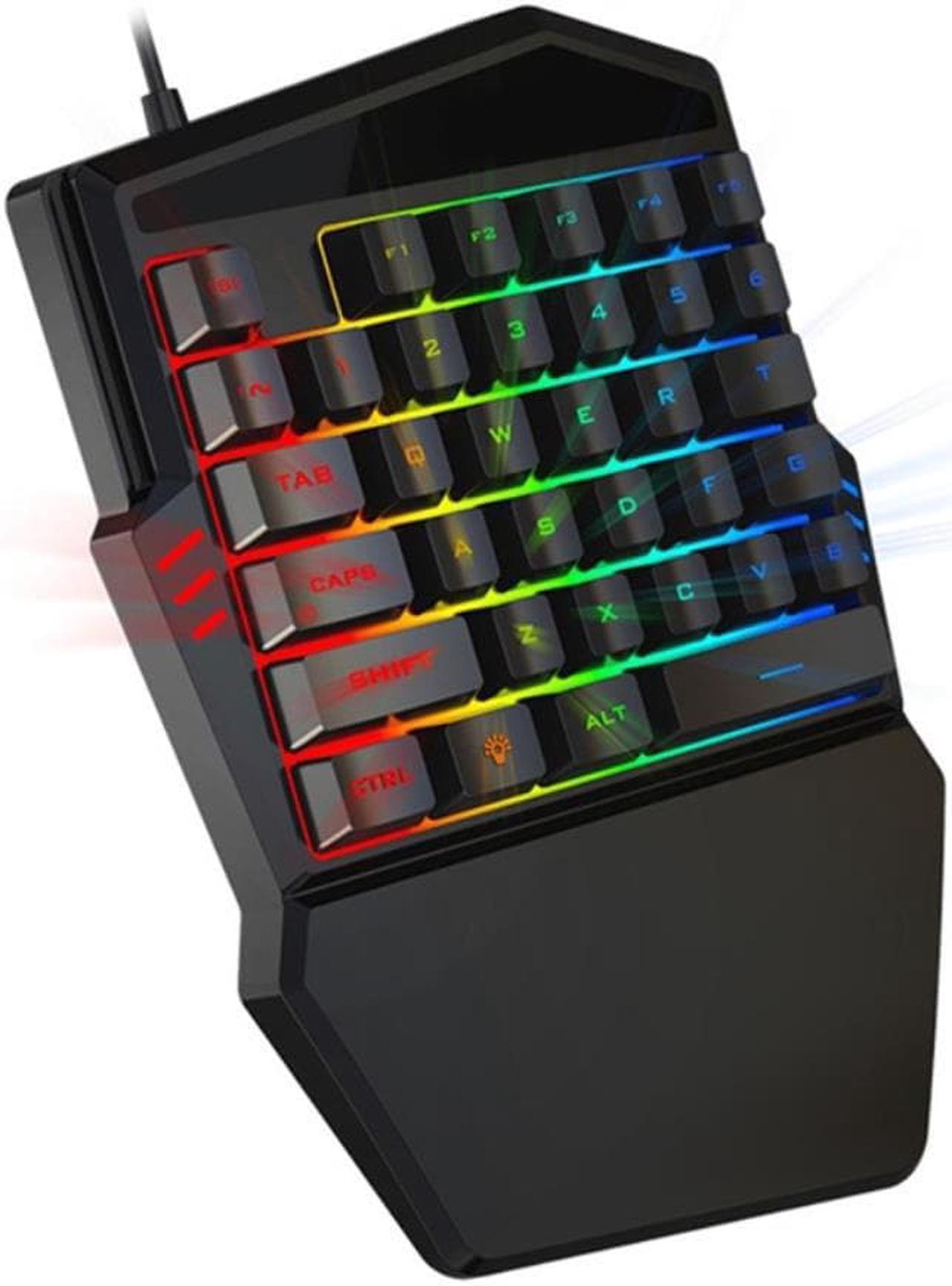 35Keys RGB Luminous Backlight Small Keyboard Single Hand Gaming Keyboard Dedicated Media Keys & Dial Classic Black