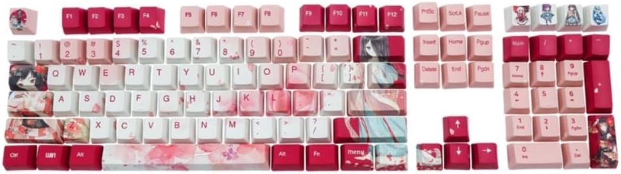 108-Key Peach Flower Theme Keycaps OEM Dye-Sub ForMX Switch 61/64/68/84/87/96