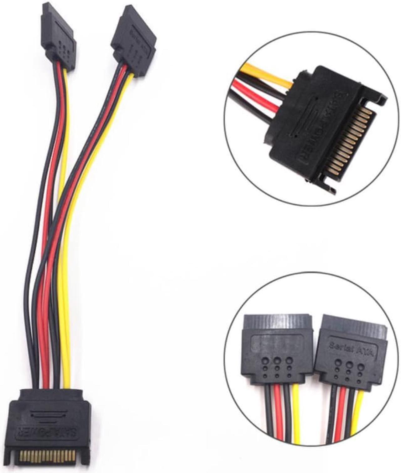 SATA II Hard Disk Power 15Pin SATA Male To 2 Female 15Pin Power HDD Splitter Extension Cable