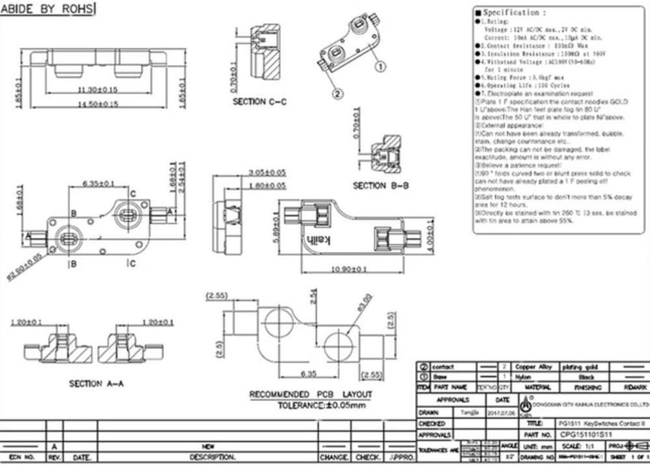 Kailh Hot-swappable PCB Socket Sip socket Hot Plug CPG151101S11 For Mechanical Keyboard DIY