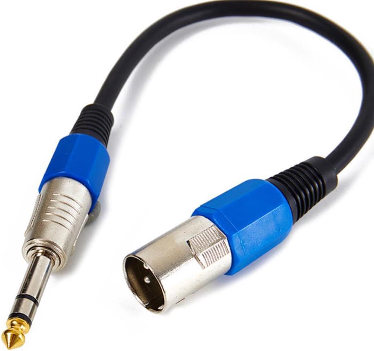 Male XLR To 6.35mm Stereo Jack Cable 0.3m XLR Audio Cable Active Powered Speaker Cable Lead TRS Balanced Audio Cable