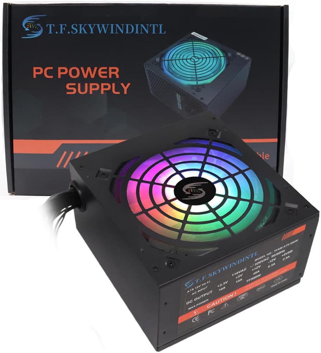 T.F.SKYWINDINTL PC Power RGB Source Max 700w For Gaming Desktop Rated 500w 24pin 12v Atx PASSIVE PFC PC FD54286298 Fonte 500w