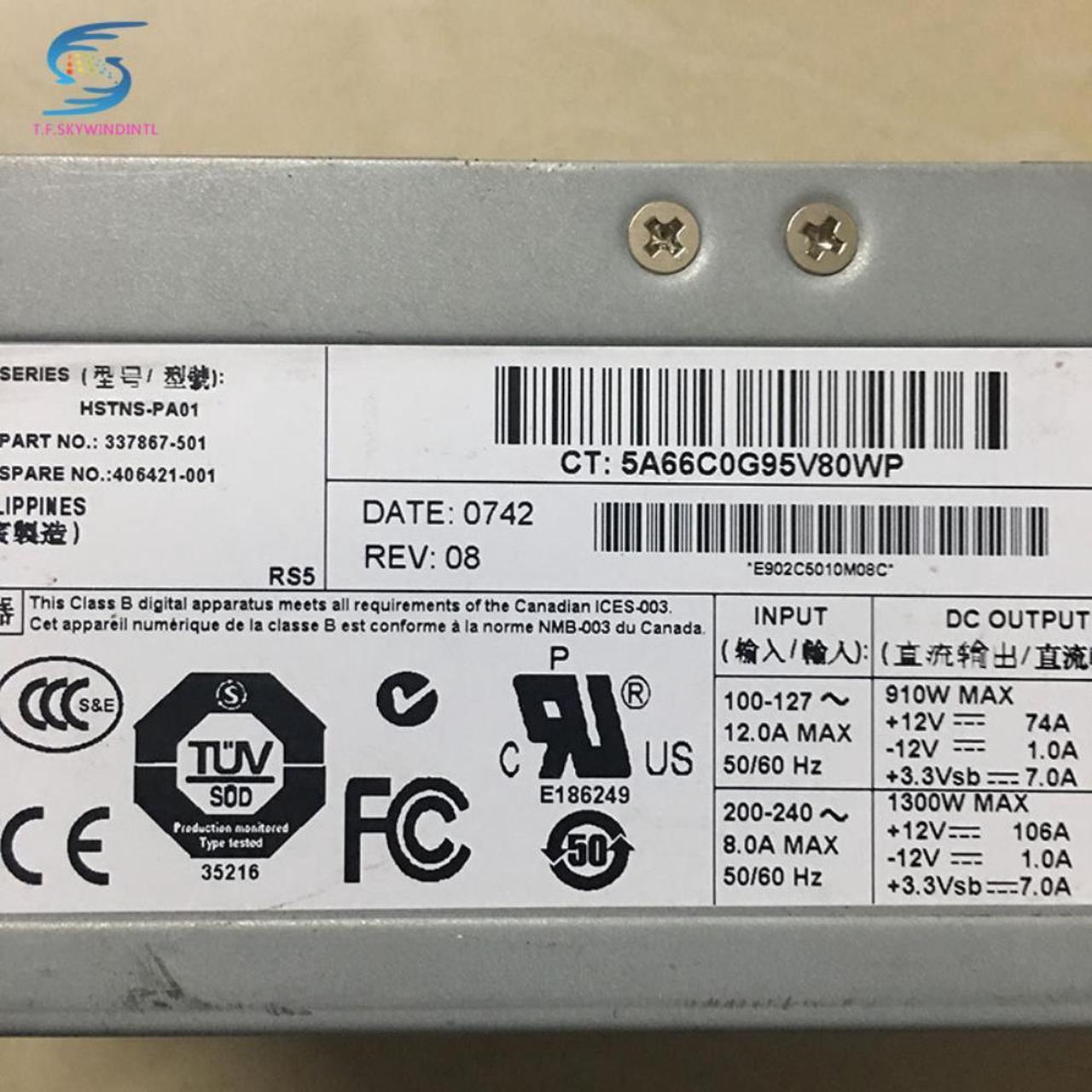 Ship ,1300w Server Power Supply 406421-001 337867-501 For  DL580G3 580G4 ML570G3/570G4