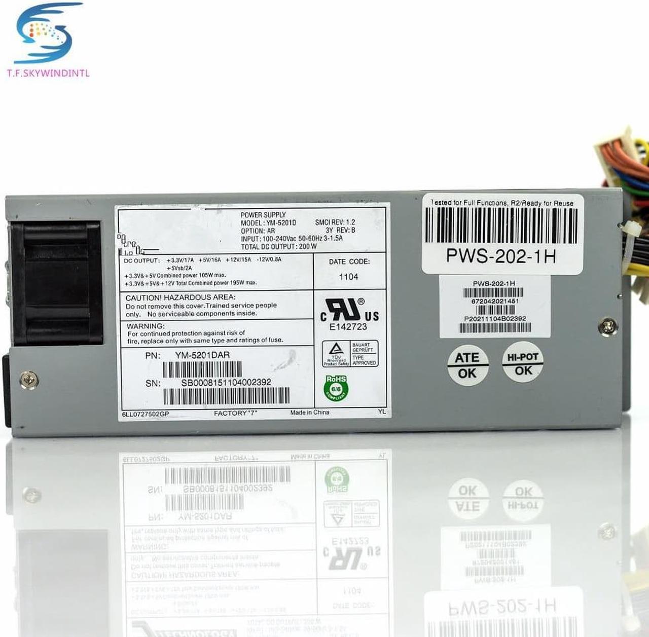 Ship YM-5201D PWS-202-1H  200W Low Profile Power Supply 20-Pin 6-Pin SATA IDE Mini 1U 200W Power Supply Psu For Network