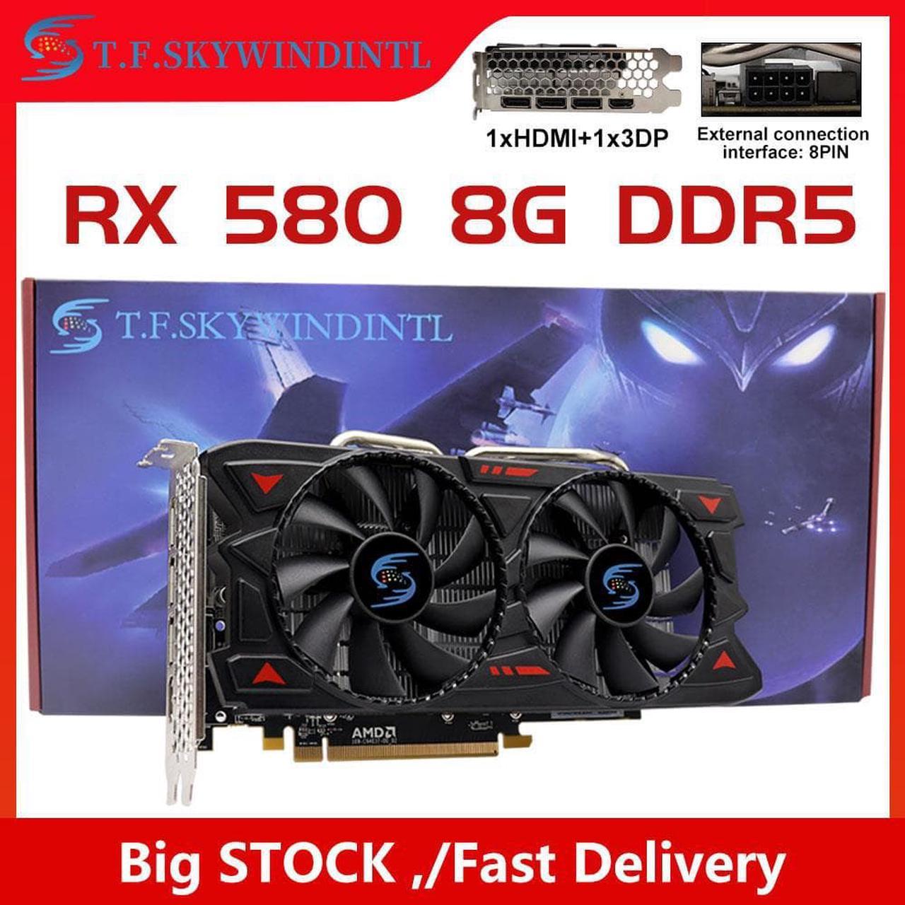 Graphics Card Gaming Video Card For AMD Radeon RX 580 GDDR5 8G 256bit Desktop PC Computer ETH Mining GPU