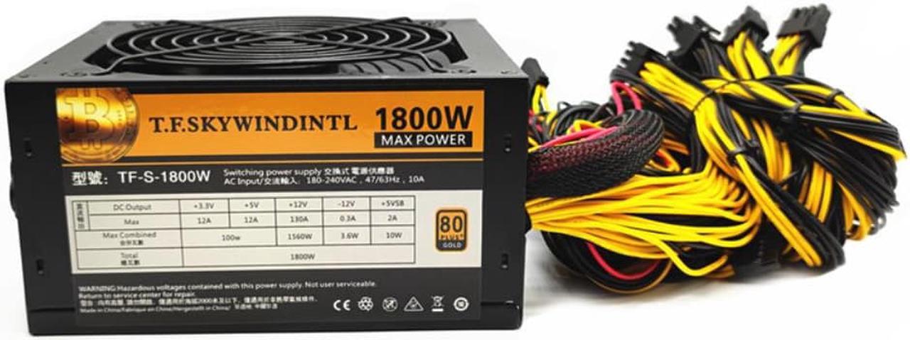 1800W ATX12V V2.31 ETH Coin Mining Miner Power Supply 1800W PSU Support 6 Graphics Cards For Bitman For Miner RX470/480 RX 570