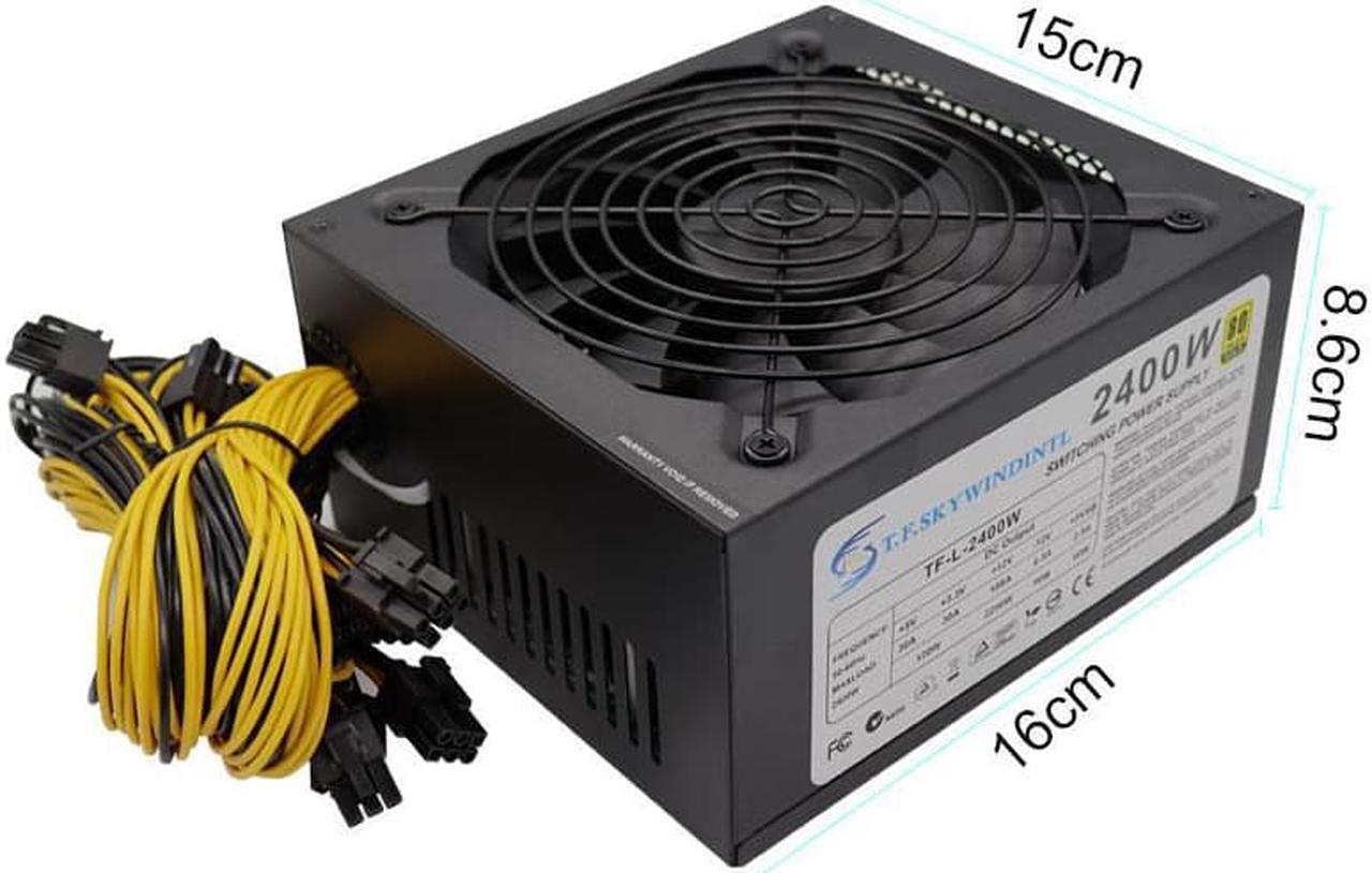 16Pcs Of 6+2Pin And 4Pcs Of 6Pin 2400W PC Power Supply For Mining Power Supply GPU ATX Miner PSU ASIC For BTC Antminer S7 S9