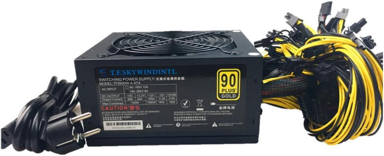 T.F.SKYWINDINTL 2000W ATX 12V ETH Coin Mining Miner Power Supply PC Power Supply 8 Graphics Cards Bitcoin Miner Riser PSU 2000W