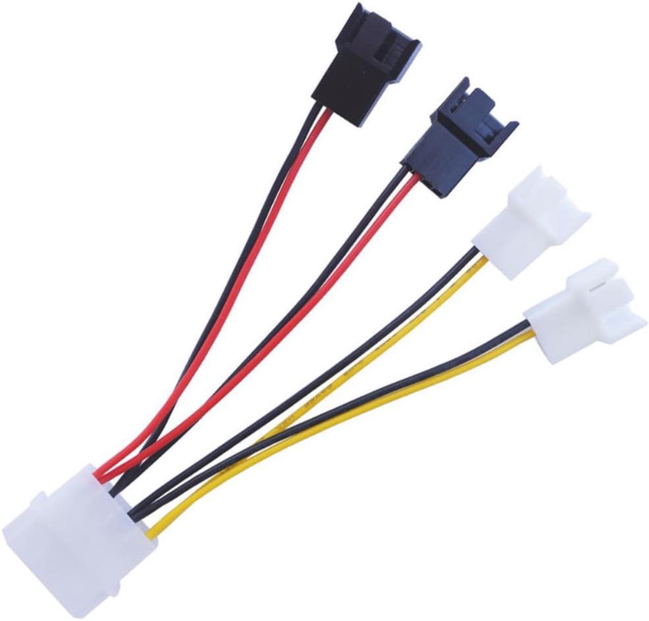 4-Pin Molex To 3-Pin Fan Power Cable Adapter Connector 12v x 2 / 5v x 2 Computer Cooling Fan Cables for CPU PC Case Fan