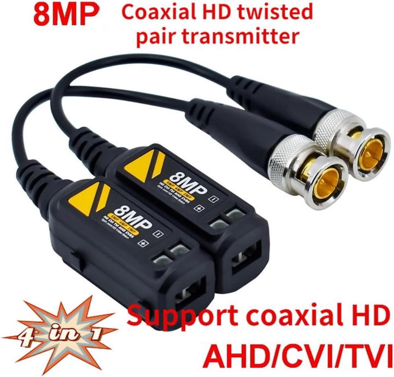 1 Pair BNC To RJ45 Passive Video Power + Audio Balun Transceiver for CCTV Camera 8MP CVBS AHD CVI TVI UTP Balun