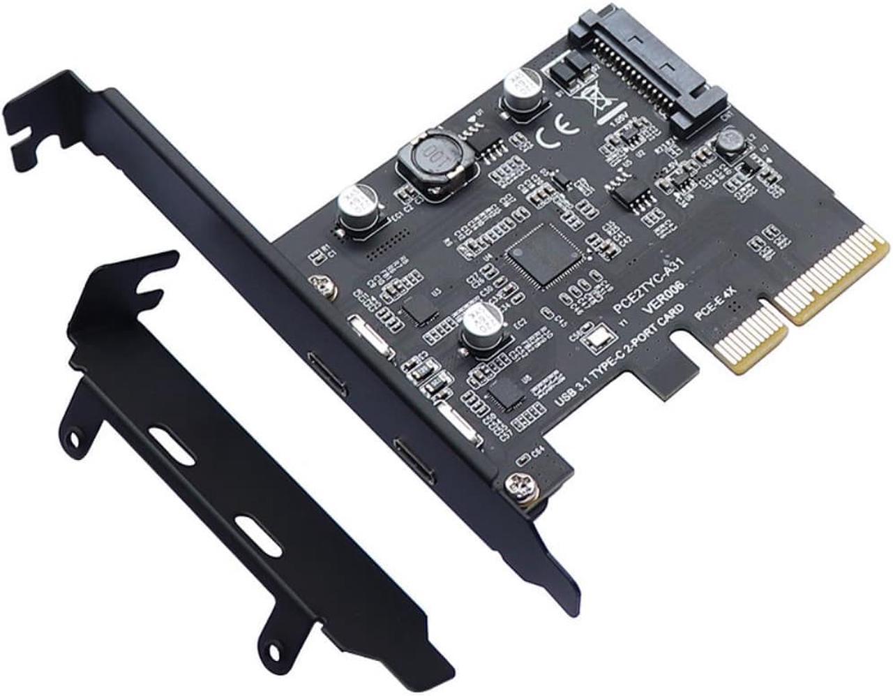 PCI-E PCI Express 4X To USB 3.1 Gen 2 (10 Gbps) 2-Port Type C Expansion Card ASM3142 Chip 15-Pin Connector For Windows/Linux