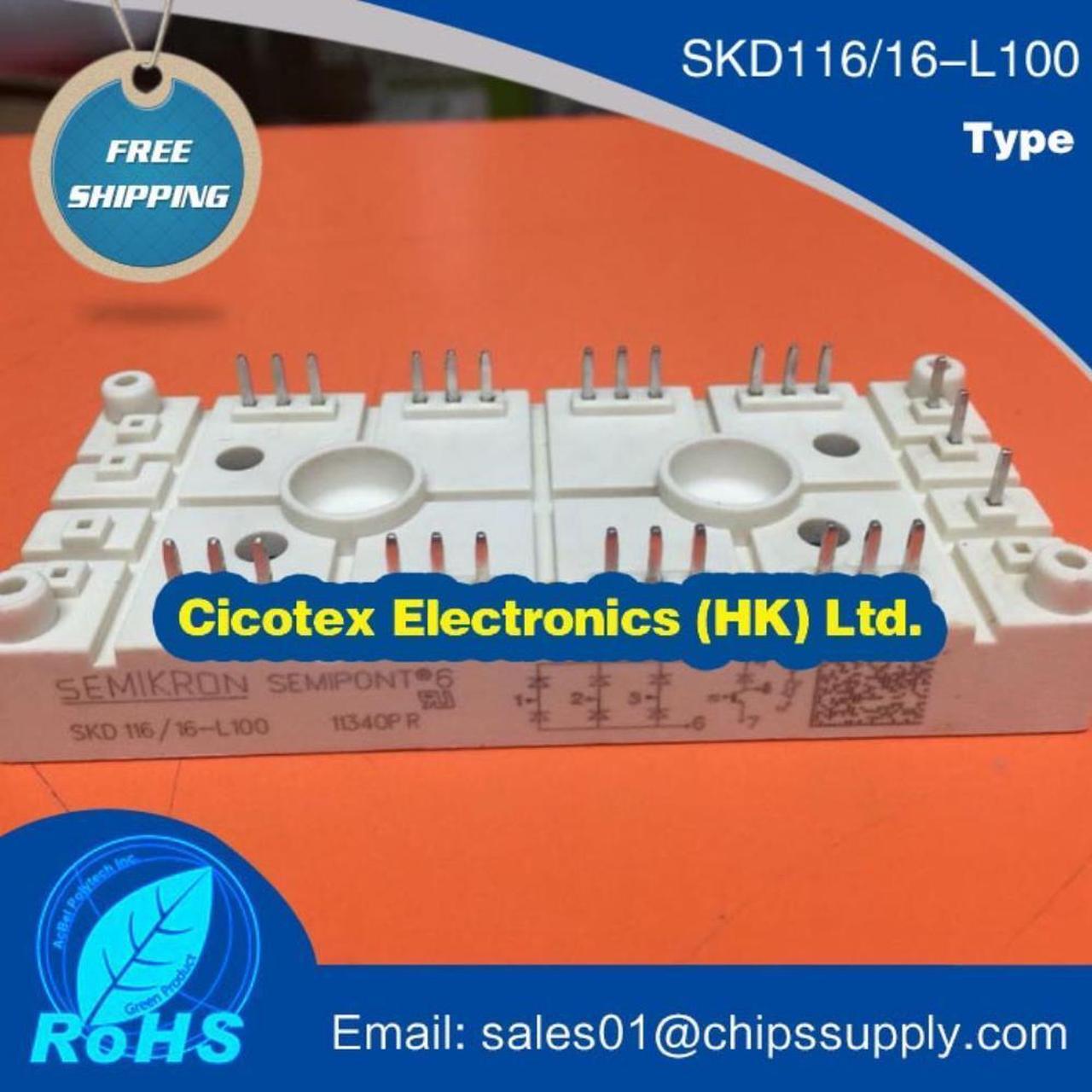 Main image of SKD116/16-L100 MODULE SKD116 16-L100 3-Phase Bridge Rectifier + IGBT braking chopper IGBT SKD11616L100 SKD11616-L100 SKD 116/16