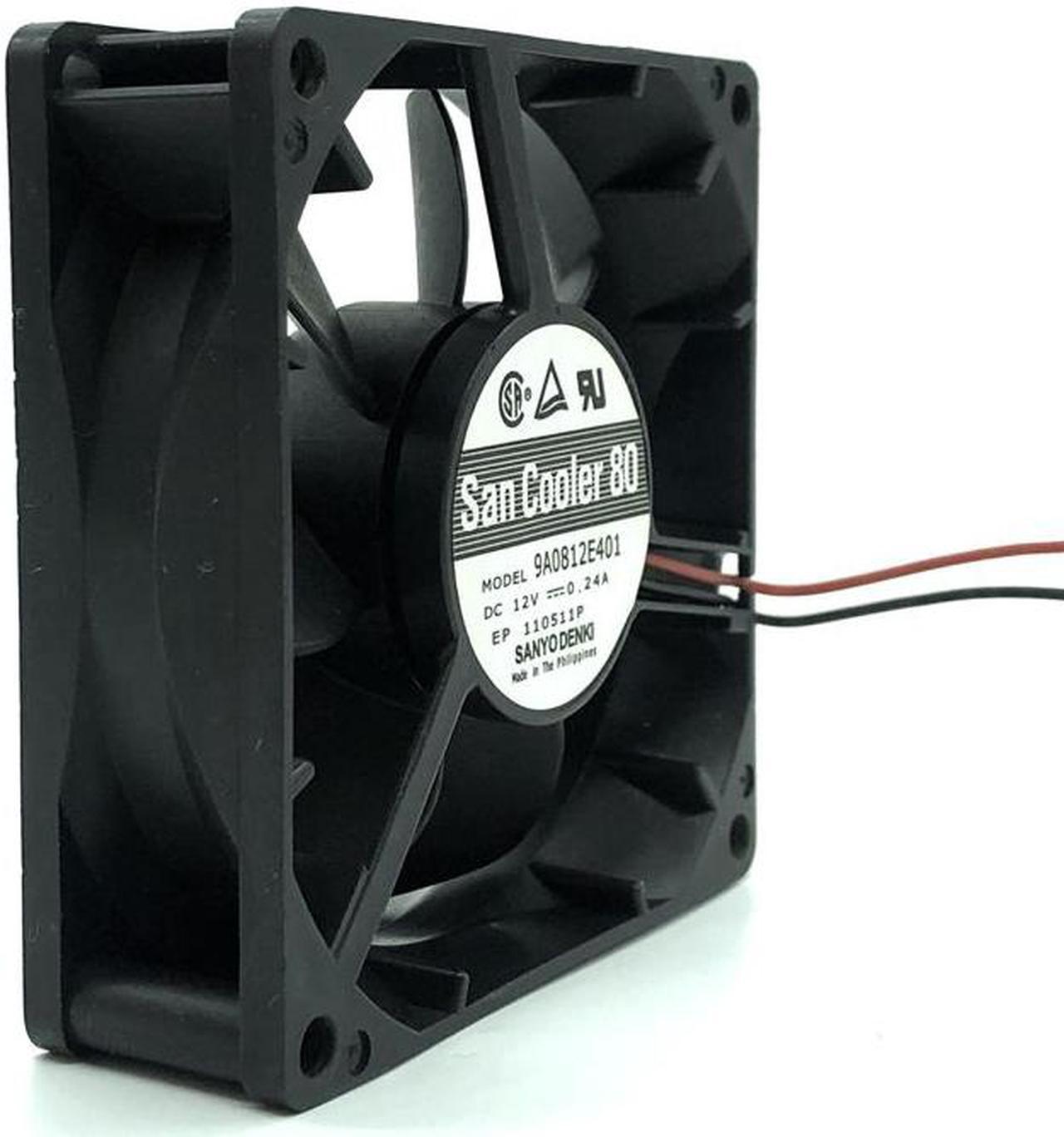 9A0812E401 DC 12V 0.24A 80x80x25mm Server Axial Computer PC 8cm 80mm Cooling Fan Dual Ball Bearing 3300RPM