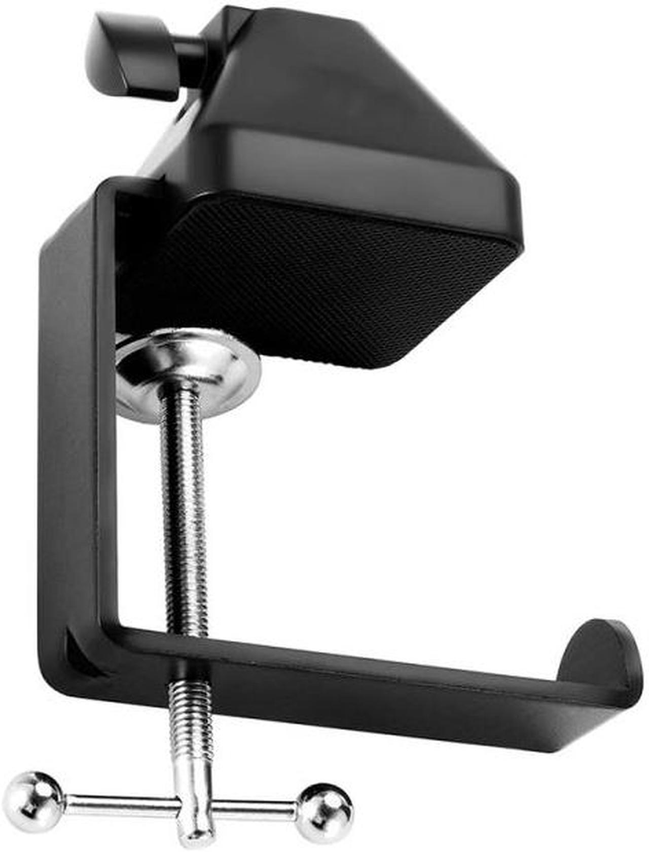 Heavy-Duty Table Mount Clamp, C Mounting Clamp Holder with Headset Hook Hanger for Microphone Suspension Boom Arm Stand