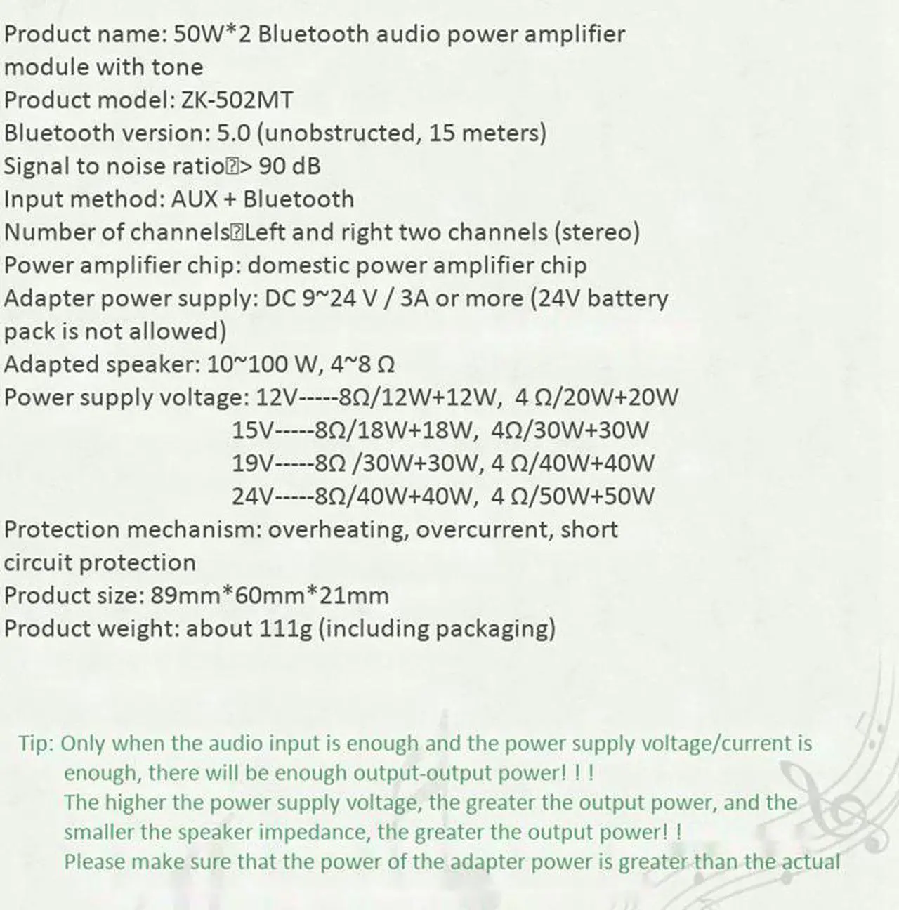Alt view image 5 of 5 - ZK-502MT Bluetooth 5.0 Subwoofer Amplifier Board 2.0 Channel High Power Audio Stereo Amplifier Board 2X50W Bass AMP