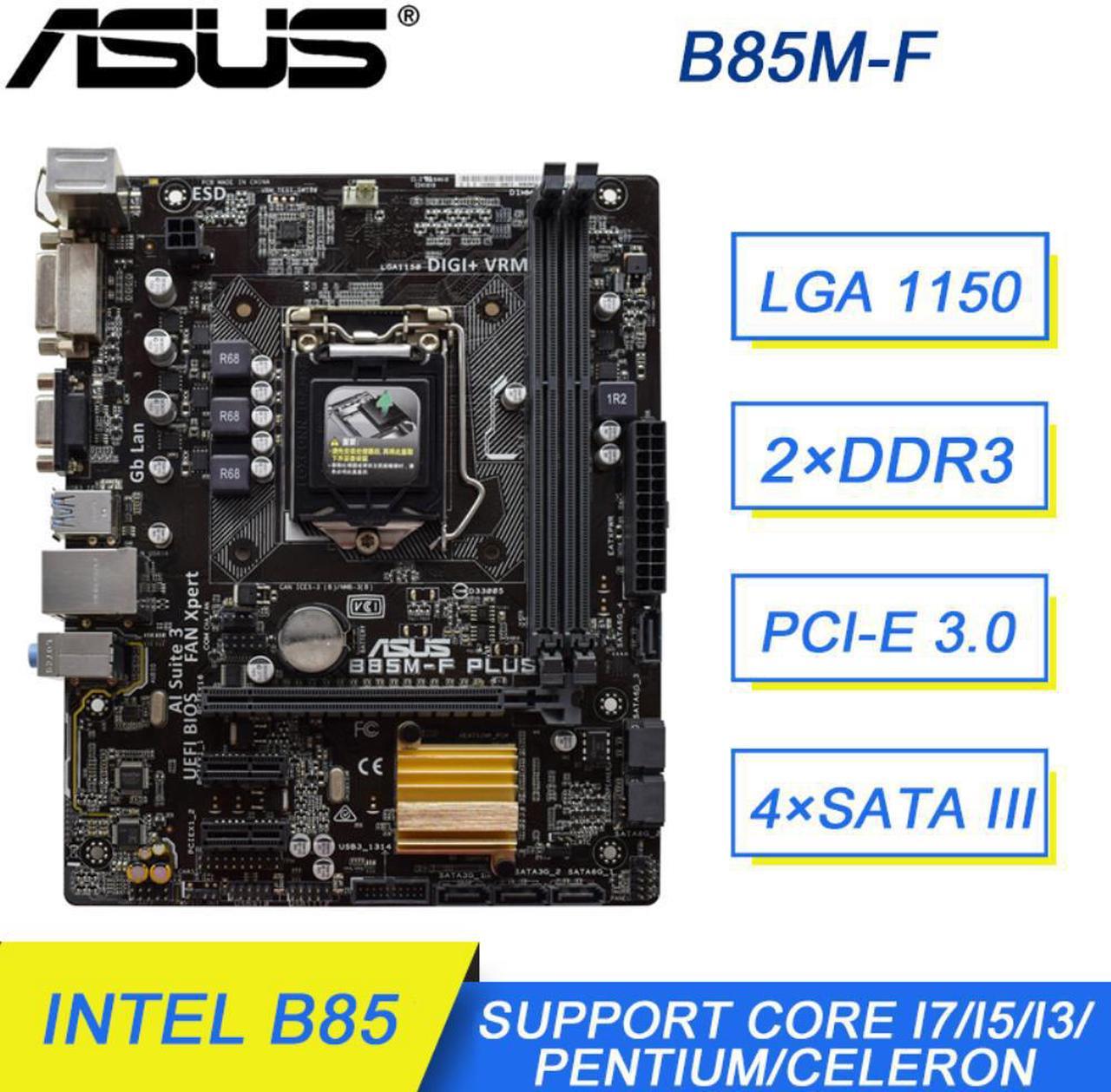 LGA 1150 Motherboard ASUS B85M-F Motherboard LGA 1150 DDR3 Intel B85 16GB SATA III PCI-E 3.0 USB3.0 Micro ATX For Core i3-4330