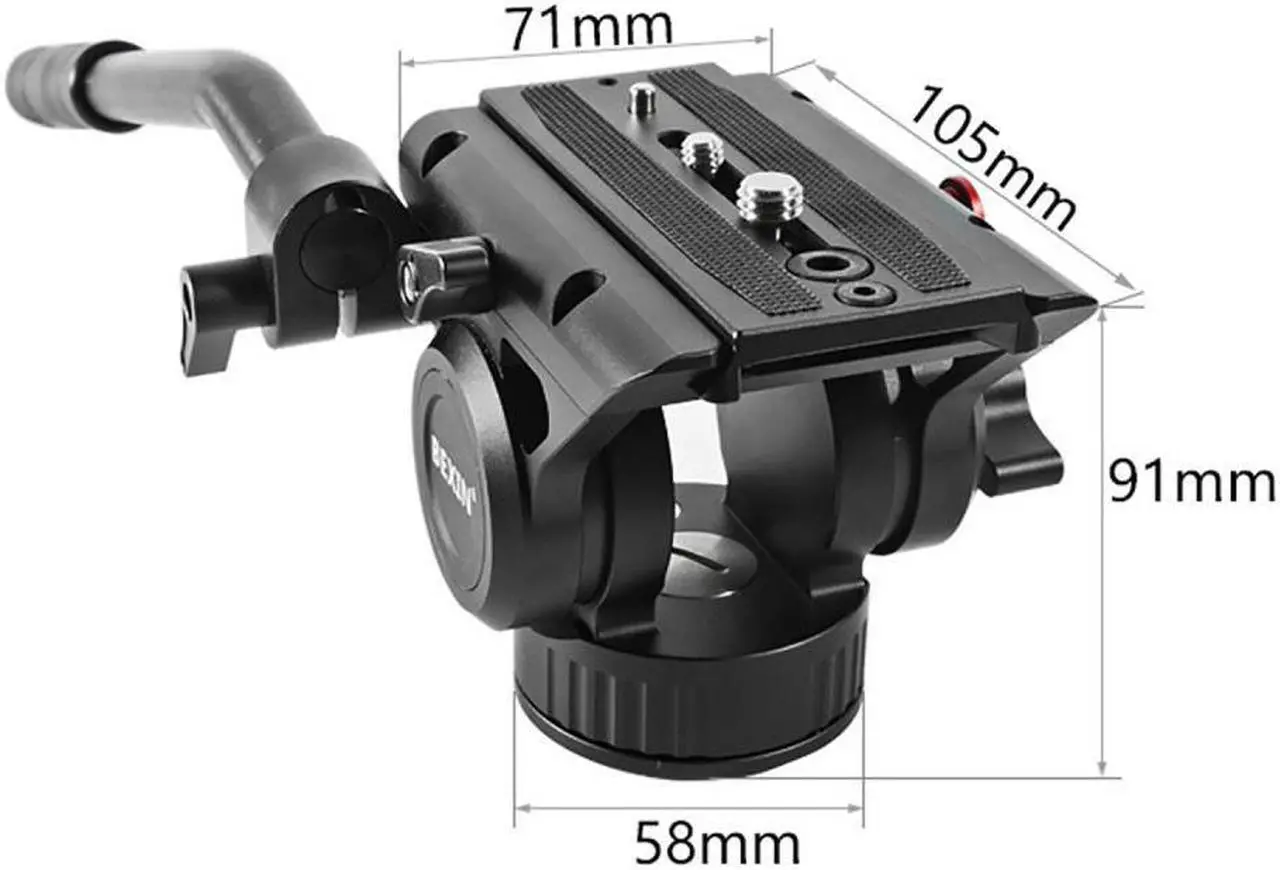 Alt view image 4 of 4 - VH-105 Metal Hydraulic Tripod Head Camera Ball Head Base Plate with 1/4 and 3/8 Screws 360-Degree Panoramic Photography Tripod