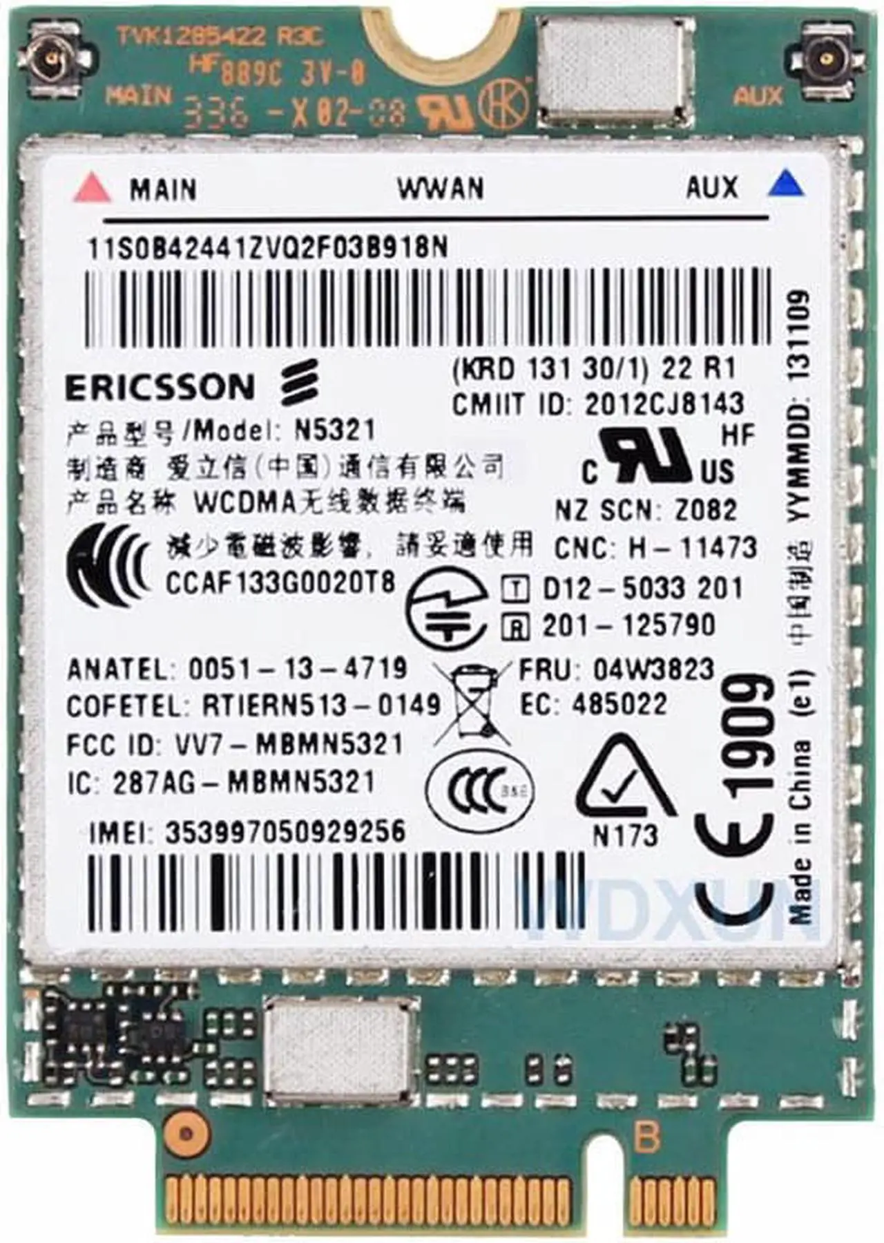 Alt view image 2 of 3 - Ericsson N5321 Mobile Broadband HSPA+ NGFF M.2 04W3822 04W3823  x1 carbon X230s X240S t431s T440 S540 W540 3G Module WWAN CARD
