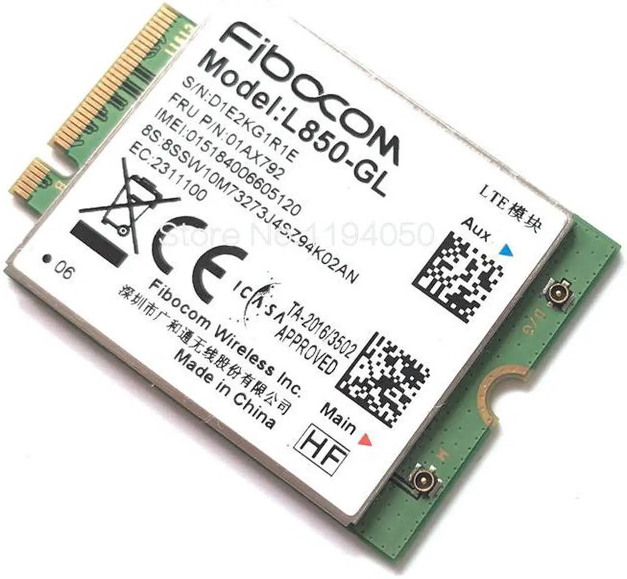Alt view image 2 of 3 - Fibocom L850-GL L850 01AX792 forThinkpad X1 Carbon 6th X280 T480 T480s X1 Yoga 3rd 4th T490 T490s T580 L580 P52 WWAN Card