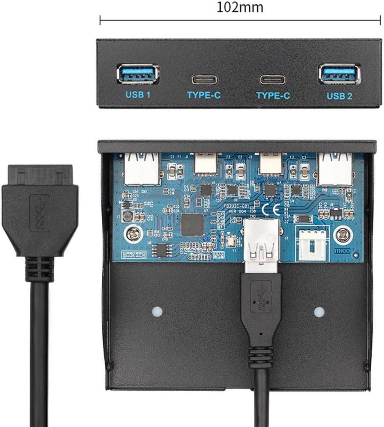 Alt view image 2 of 3 - USB 3.0 HUB 4 Ports Front Panel to Motherboard 20Pin Connector Cable for 3.5" Floppy Bay & USB-C