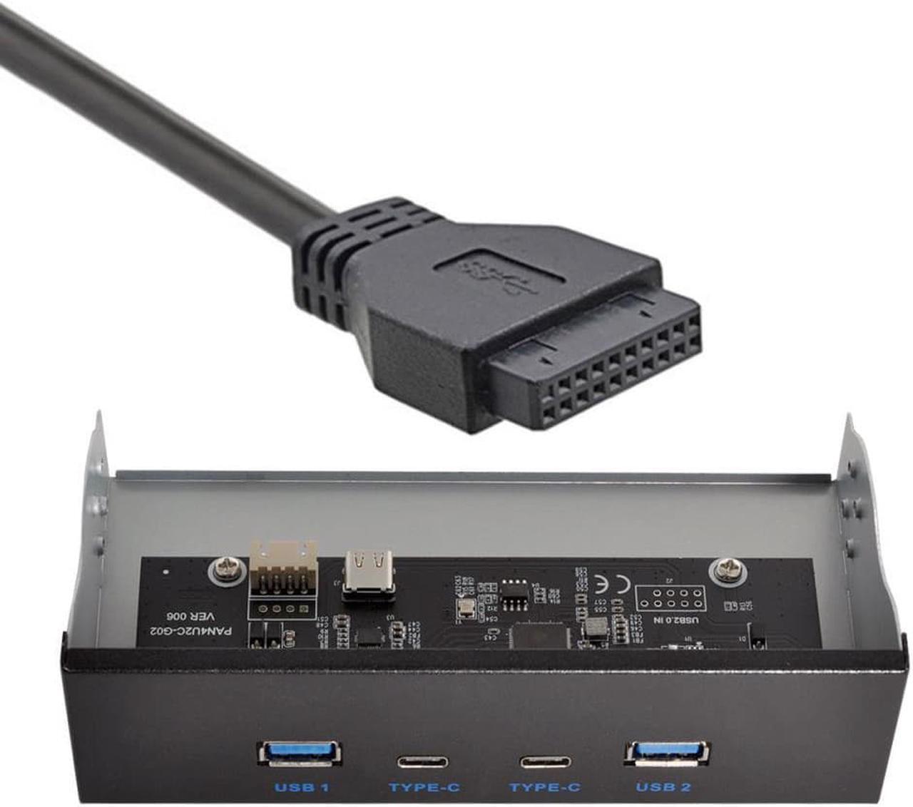 Main image of Chenyang USB-C & USB 3.0 HUB 4 Ports Front Panel to Motherboard 20Pin Connector Cable for 5.25" CD-ROM Bay