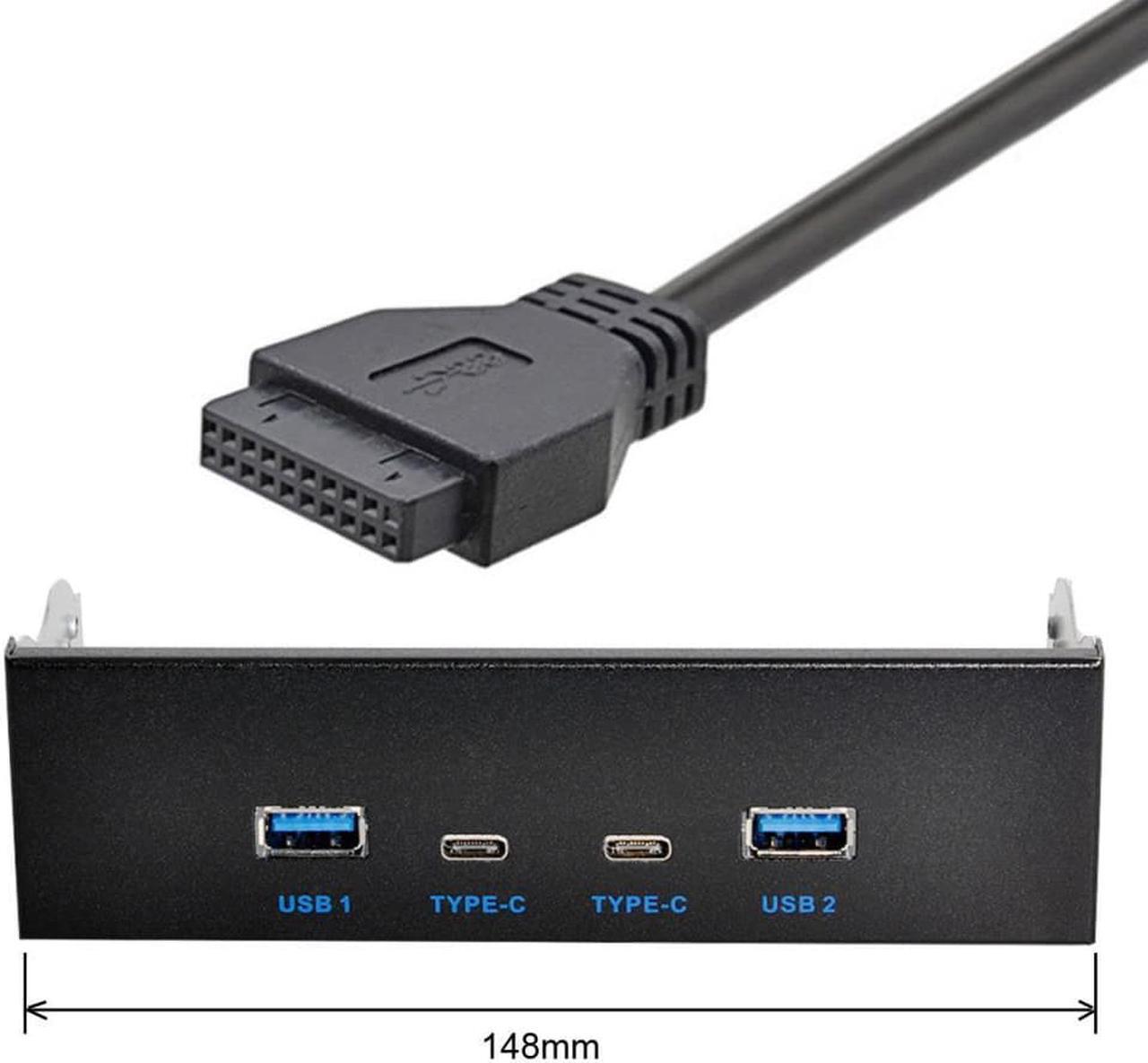 Alt view image 3 of 3 - Chenyang USB-C & USB 3.0 HUB 4 Ports Front Panel to Motherboard 20Pin Connector Cable for 5.25" CD-ROM Bay