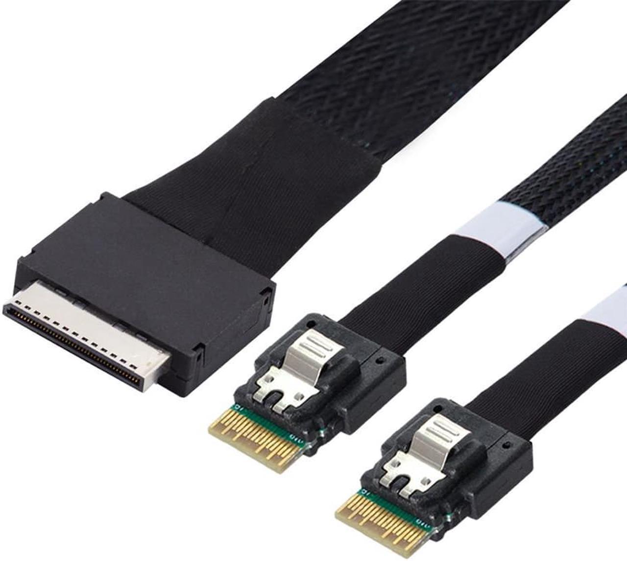 To Dual SFF-8654 Slimline 4x SSD Data Active Cable 50cm OCuLink PCIe PCI-Express SFF-8611 8x 8-Lane