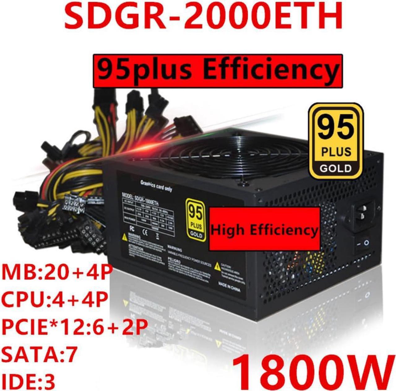 PSU For Thunderobot ATX Supports 6-Card Power Supply Rated 1800W Peak 2000W Power Supply SDGR-2000ETH