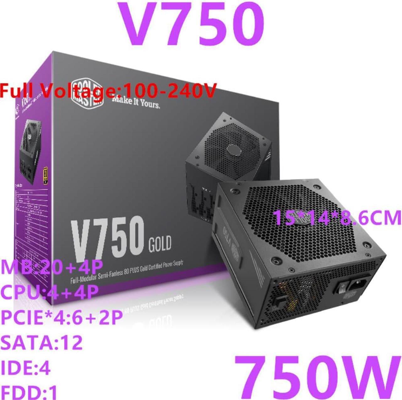 PSU For Cooler Master Brand ATX 80plus Gold Full Module Game Mute Power Supply 750W Switching Power Supply V750