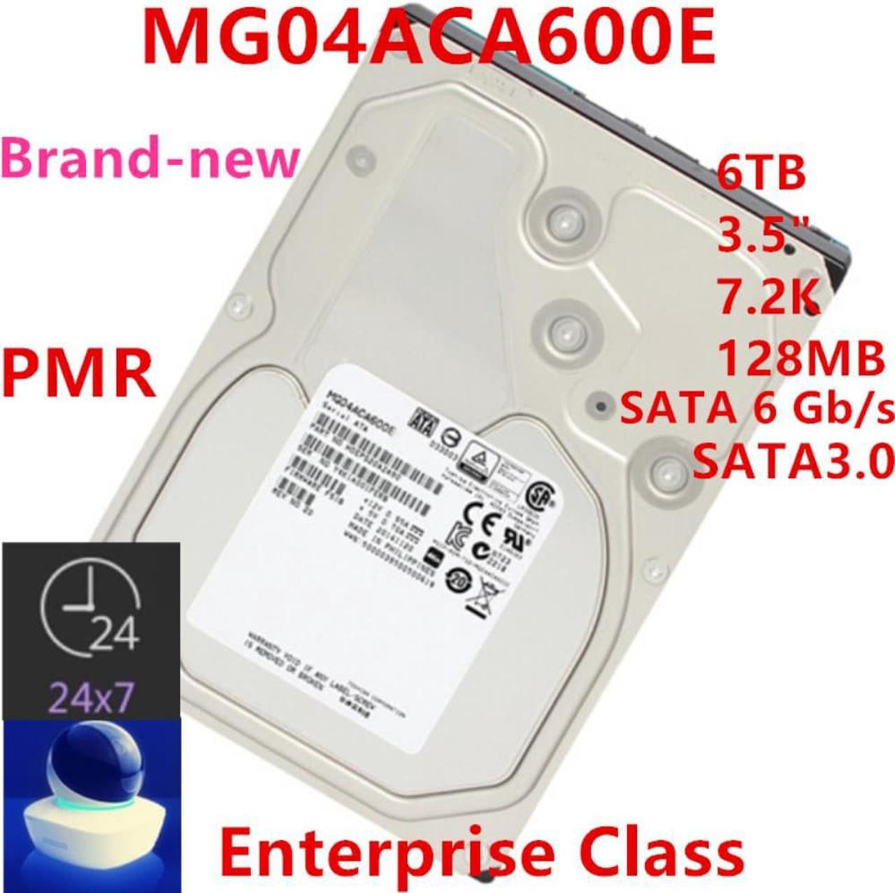 HDD For Toshiba 6TB 3.5" 7.2K PMR SATA 6 Gb/s 128MB 7.2K For Internal HDD For Enterprise Class HDD For MG04ACA600E