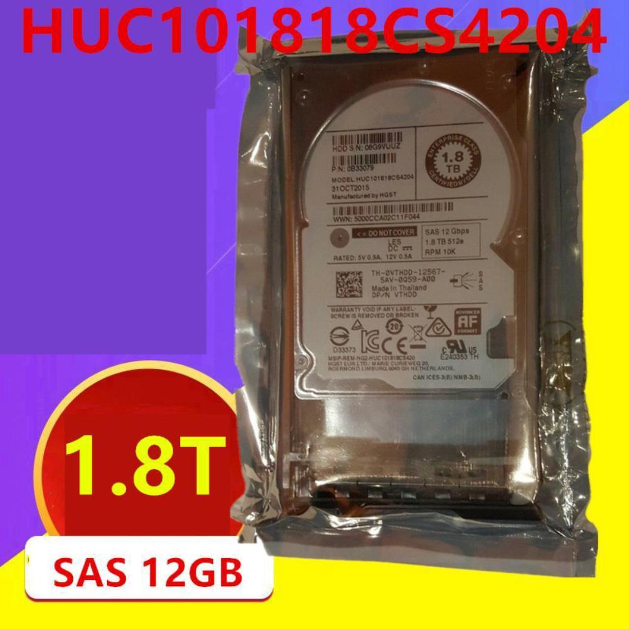 HDD For Dell 1.8TB 2.5" SAS 128MB 10K For Internal Hard Disk For Enterprise Class HDD For VTHDD HUC101818CS4204