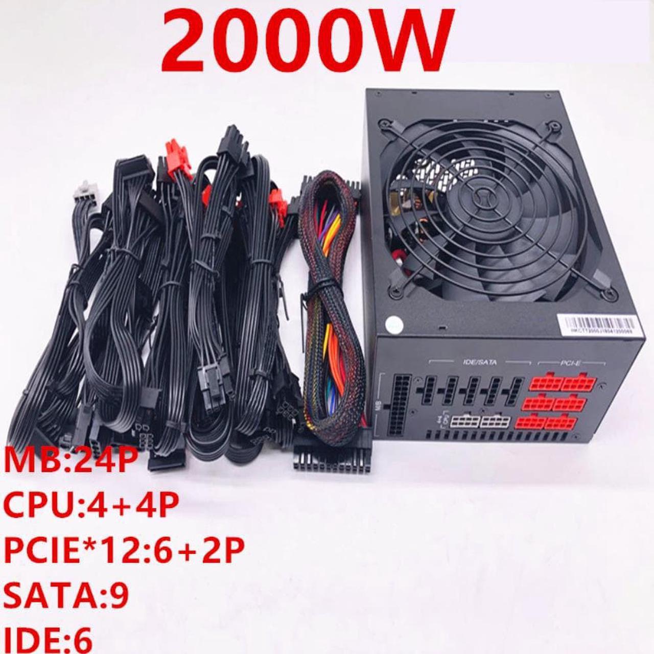 Miner PSU For HKC 80plus Gold 1080TI Special Power Supply For 6 cards 8 cards and 12 cards Mining Power Supply 2000W