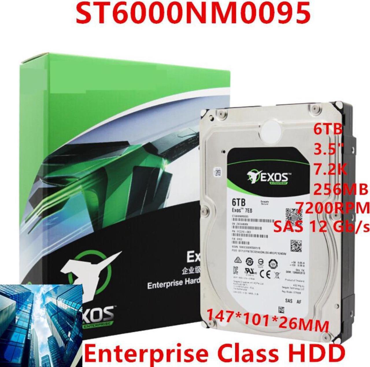 HDD For Seagate Exos 6TB 3.5" SAS 12 Gb/s 256MB 7200RPM For Internal Hard Disk For Enterprise HDD For ST6000NM0095