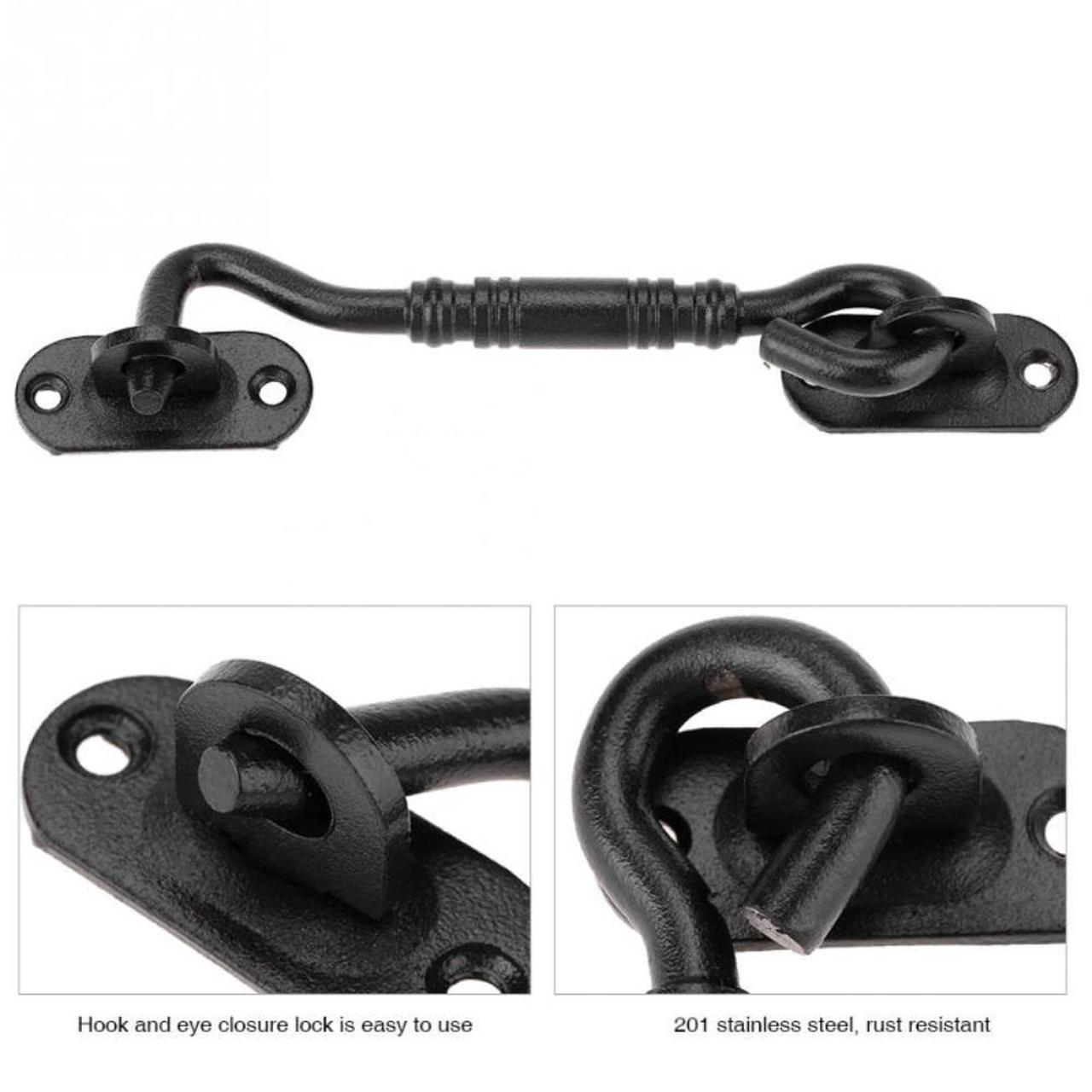 Alt view image 3 of 3 - Hitam Pintu Kabin Hook Kait Kunci untuk Gudang Gudang Pintu Gerbang Menangkap Diam Dudukan 201 Stainless Steel Hook door Lock Terbaru