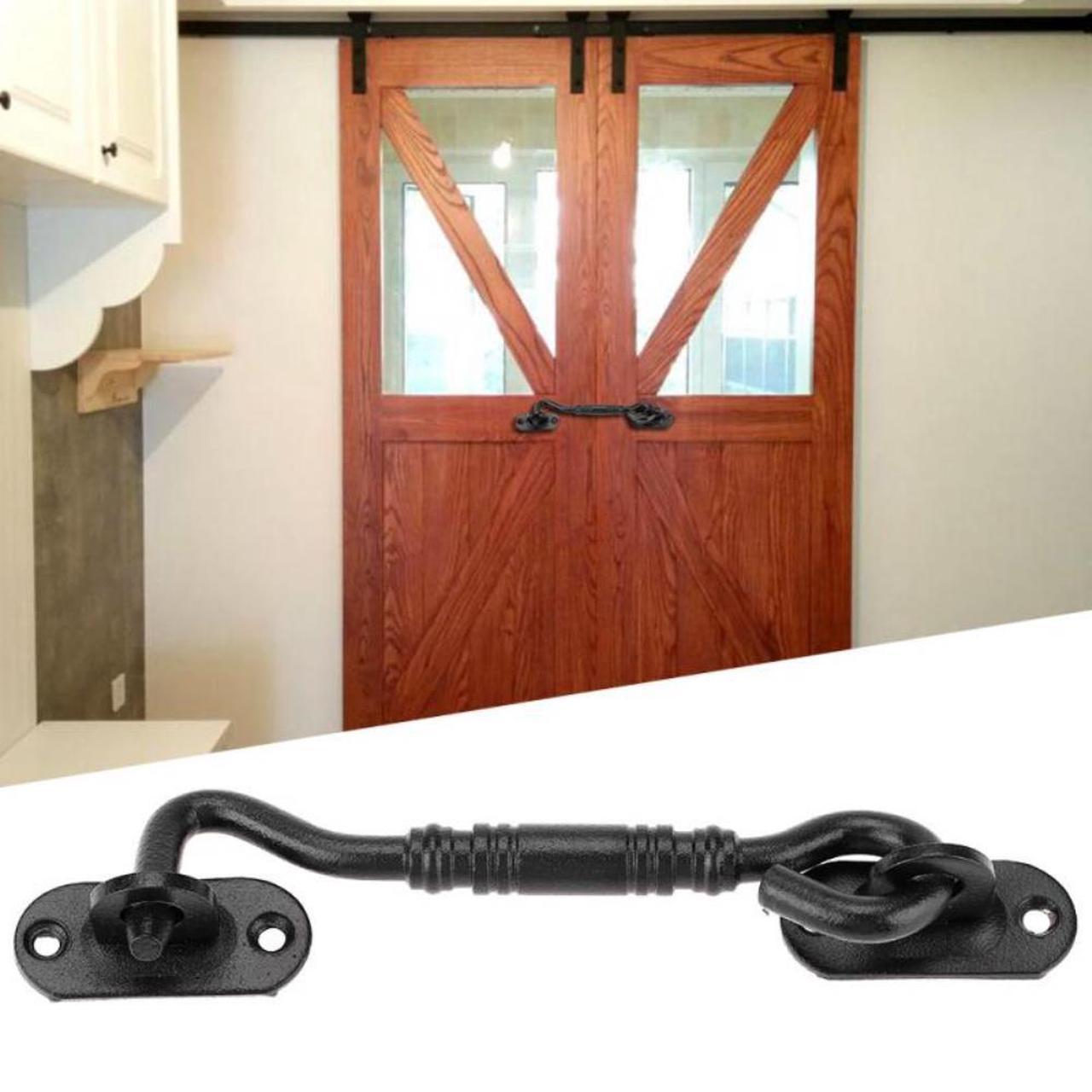 Alt view image 2 of 3 - Hitam Pintu Kabin Hook Kait Kunci untuk Gudang Gudang Pintu Gerbang Menangkap Diam Dudukan 201 Stainless Steel Hook door Lock Terbaru