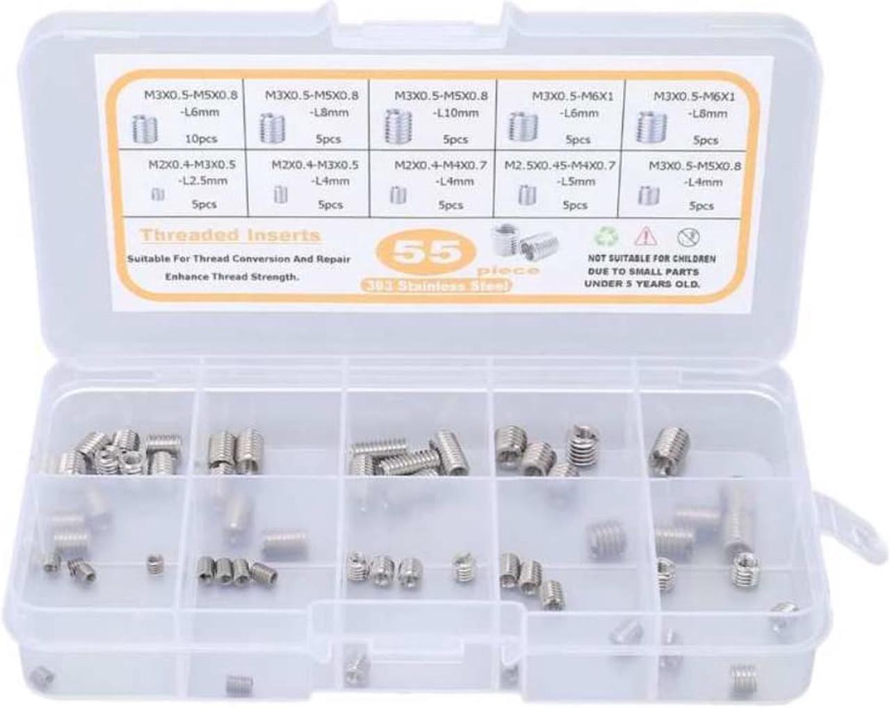 55pc M2 M2.5 M3 304 Stainless Steel silvery Hex Nylon Insert Lock Nut Self-locking Locknut