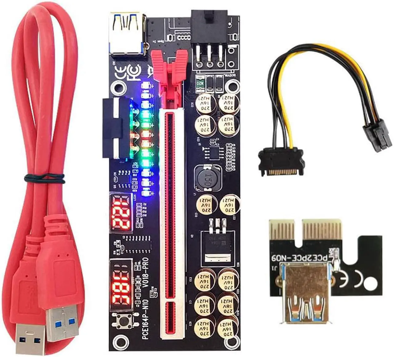 Main image of VER018 PRO PCI-E Riser Card ver 018 PRO PCI Express 1X To 16X Extender 6pin Adapter GPU Mining USB 3.0 PCIE Riser For Video Card