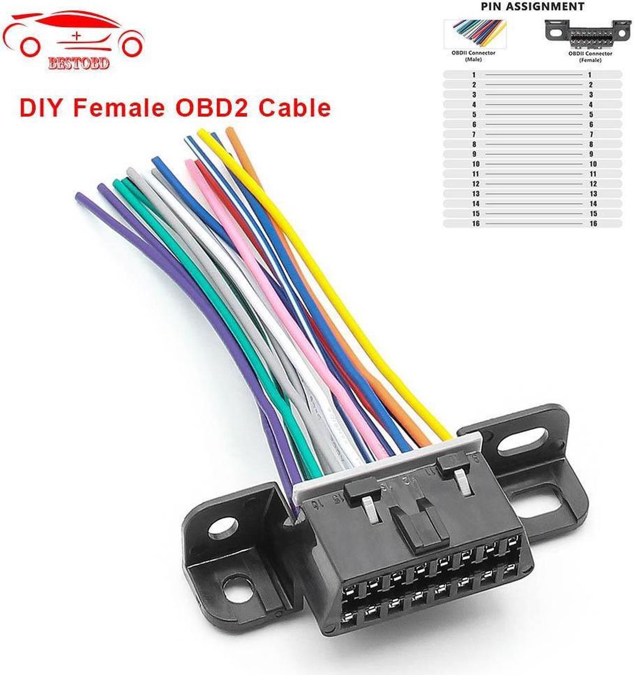 16pin OBD2 Auto Extension Cable Full 16Pin DIY  Female Automotive Car Diagnostic auto Tool Scanner OBD 2 Connector Cable