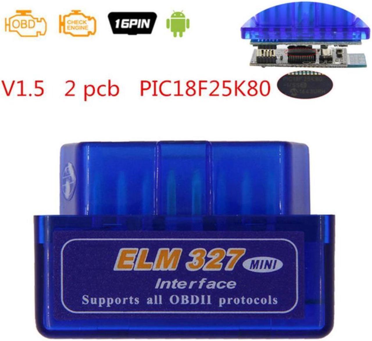 (30pcs/lot) OBD2 ELM327 v1.5 PIC18F25K80 Chip Gasoline Car Scanner Wireless OBDII Code Reader CAN for Android Torque Windows