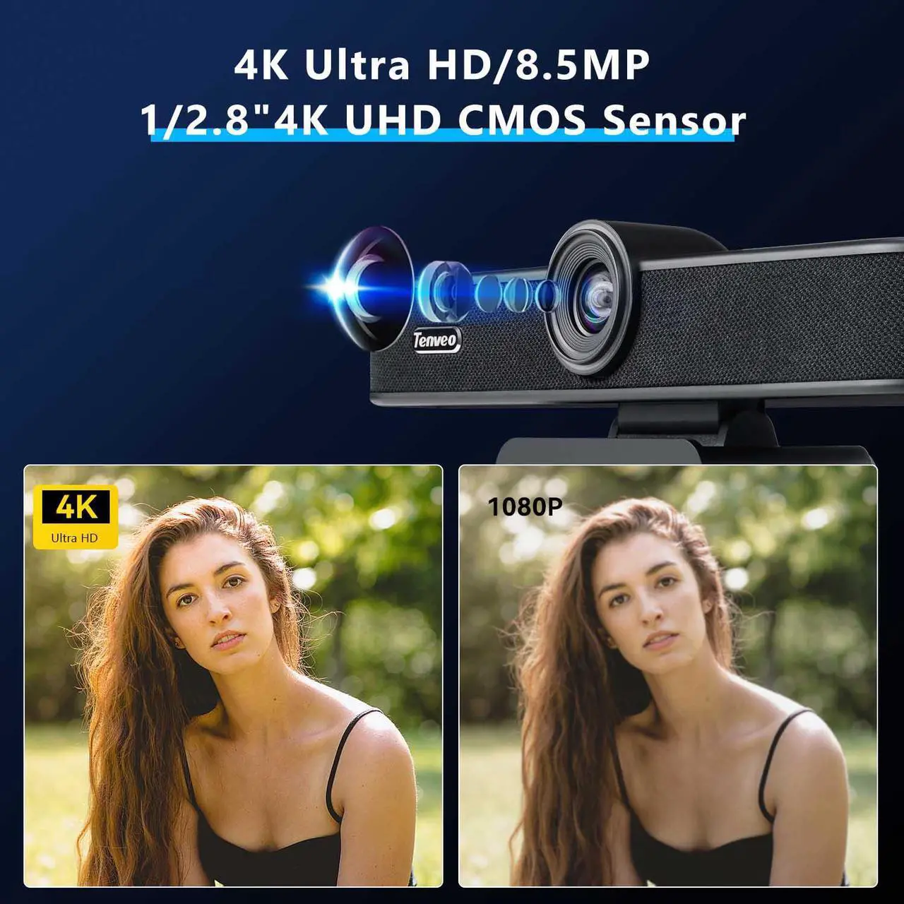 Alt view image 2 of 7 - VA300B 4K Ultra-Wide Angle Conference Webcam 8MP EPTZ 5x Digital Zoom with Auto Framing USB PC Webcam Vmix OBS Living Streaming