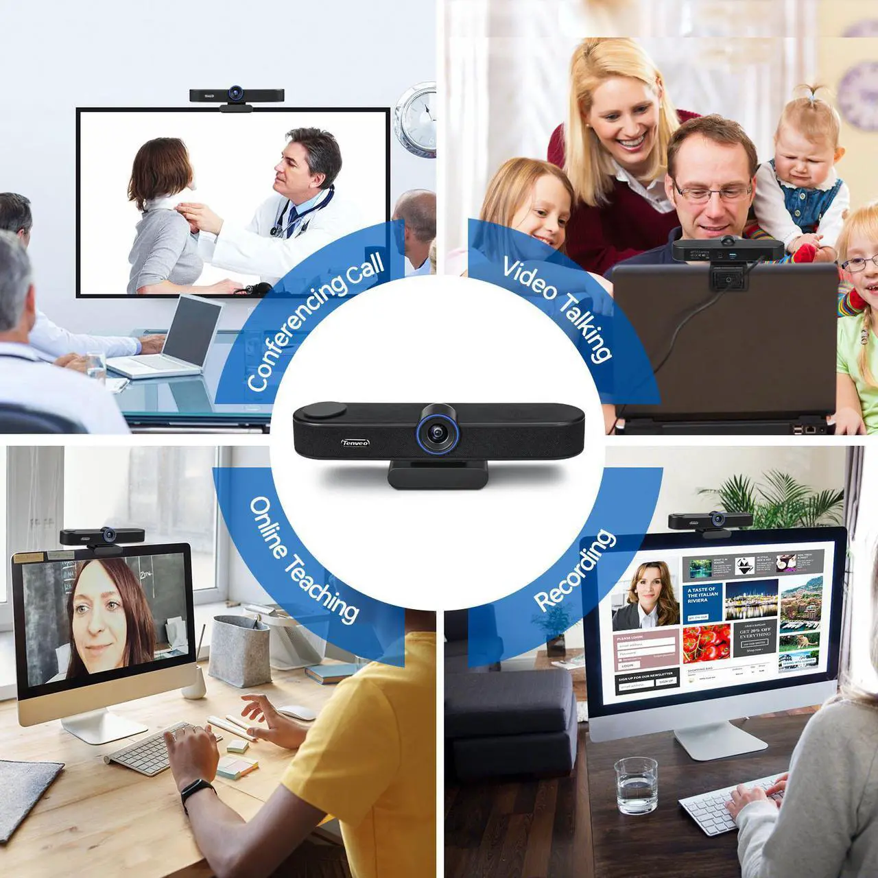 Alt view image 7 of 7 - VA300B 4K Ultra-Wide Angle Conference Webcam 8MP EPTZ 5x Digital Zoom with Auto Framing USB PC Webcam Vmix OBS Living Streaming