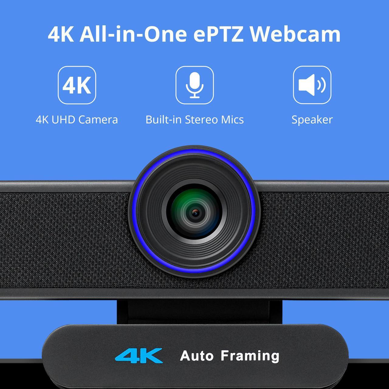 Alt view image 2 of 7 - VA300C 4K EPTZ Webcam Conference Webcam 8MP 4x Digital Zoom with Auto Framing USB PC Web Camera for Vmix OBS Live Streaming Computer Video Call Streaming Meeting Works for Desktop Microsoft Teams Zoom