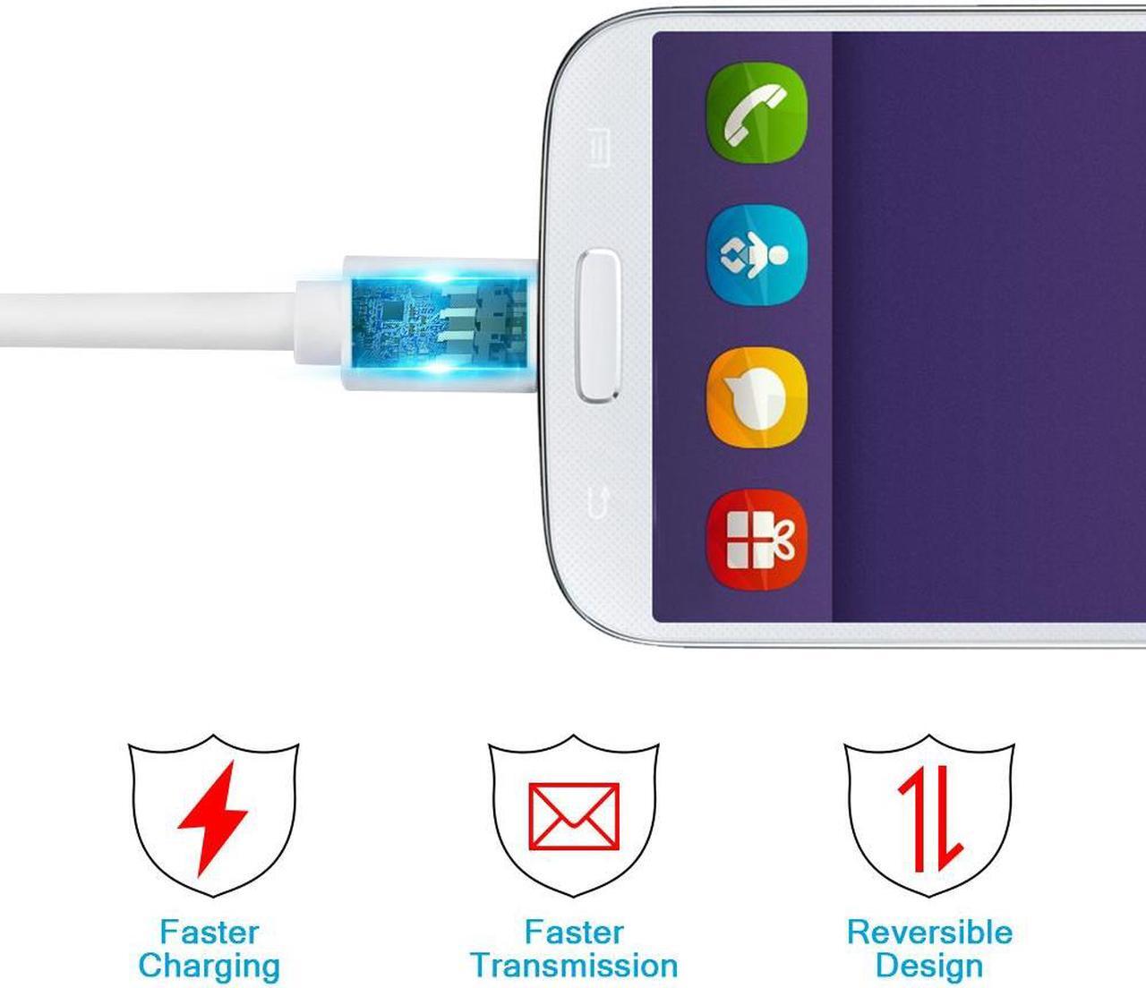 Alt view image 6 of 7 - Android Data Cables, Micro USB Charger Cable, Android Phone Charger Cord for Samsung, HTC, Motorola, Nokia, Kindle, MP3, Tablet and More - 5-Pack, 1FT, White