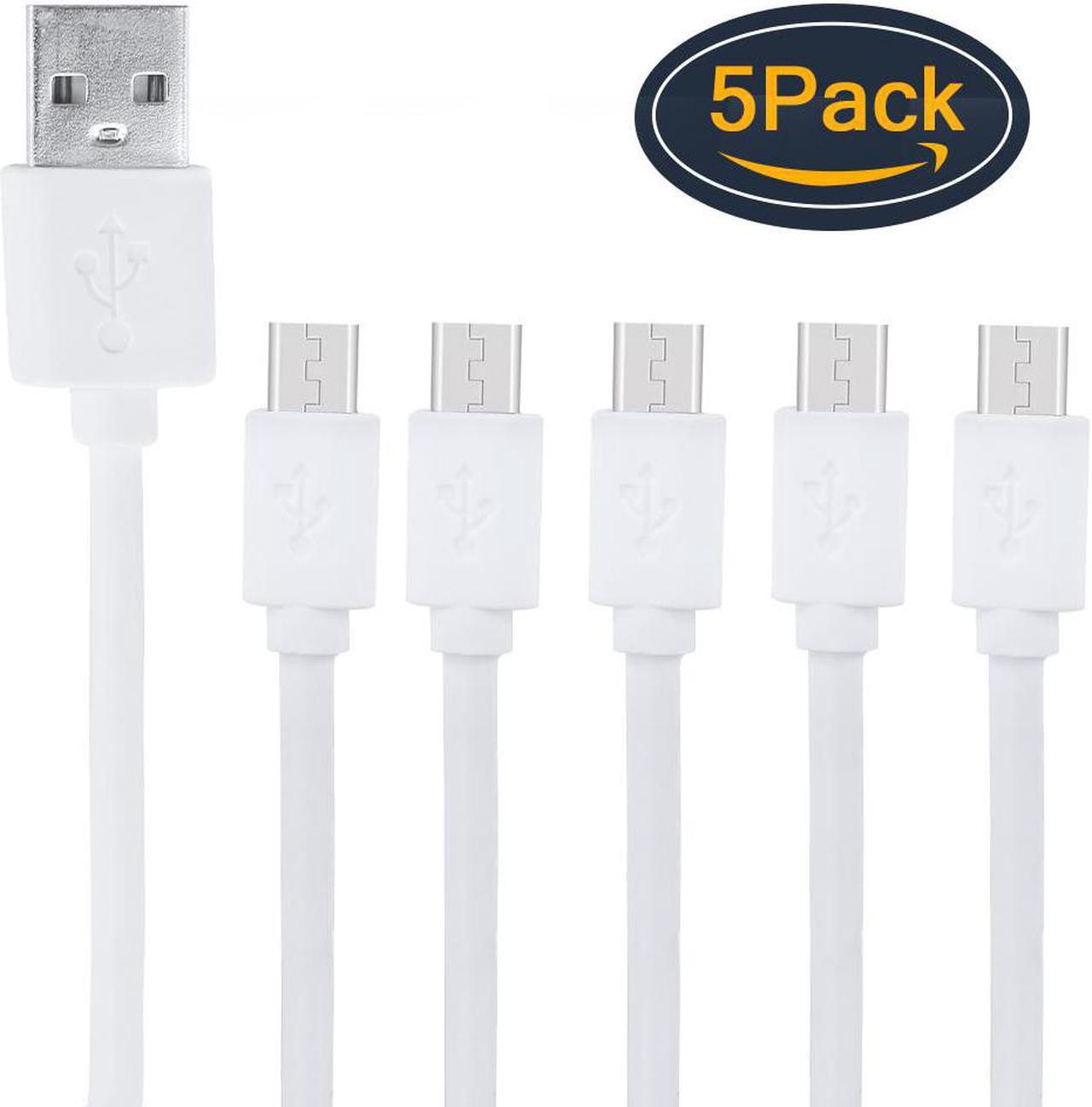 Main image of Android Data Cables, Micro USB Charger Cable, Android Phone Charger Cord for Samsung, HTC, Motorola, Nokia, Kindle, MP3, Tablet and More - 5-Pack, 1FT, White