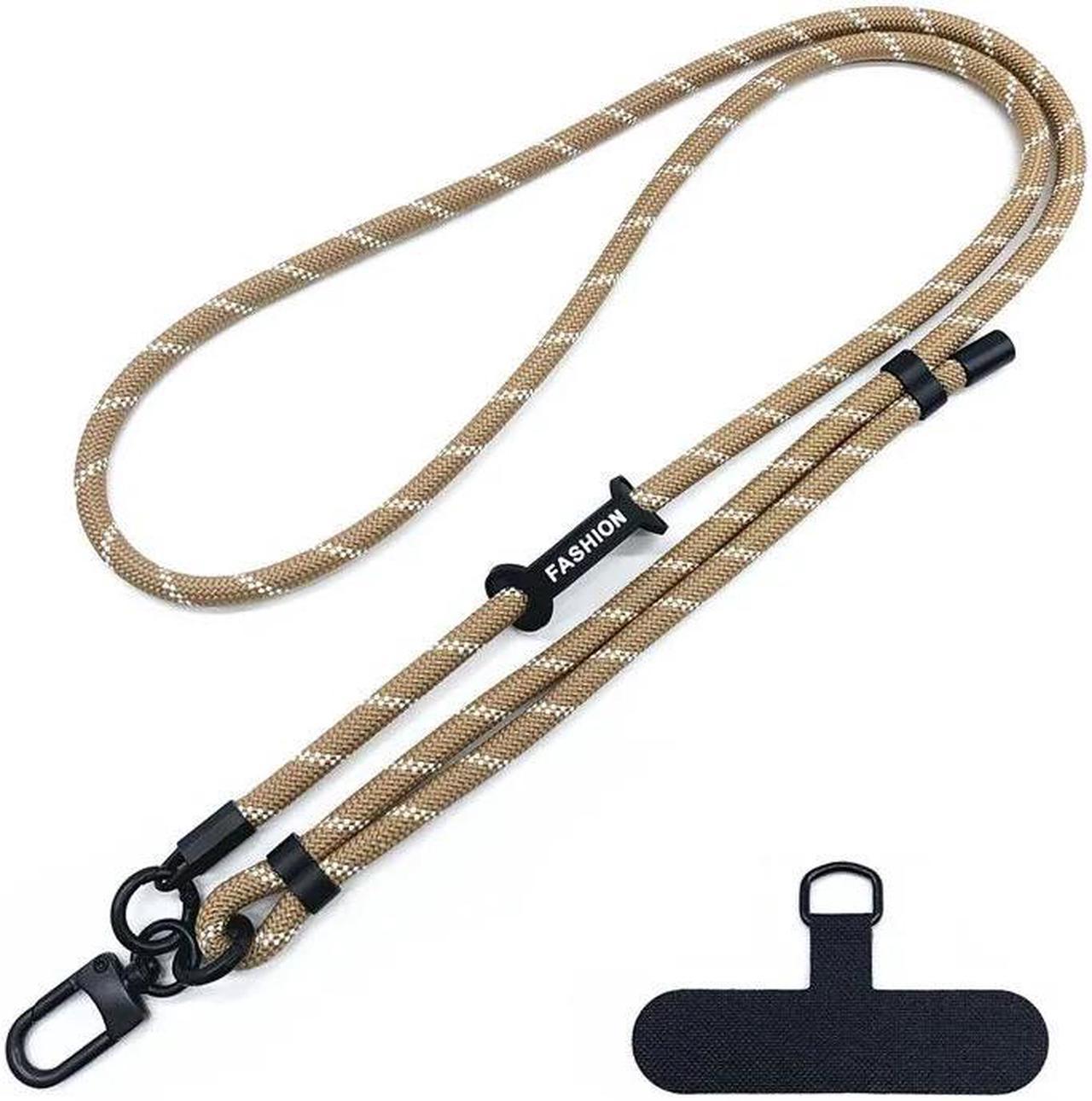 Beebo Beabo Adjustable Phone Lanyard Diameter Outdoor Universal Case Crossbody Shoulder Card Neck Cord Clip Hang(150CM 5Colors) brown and white