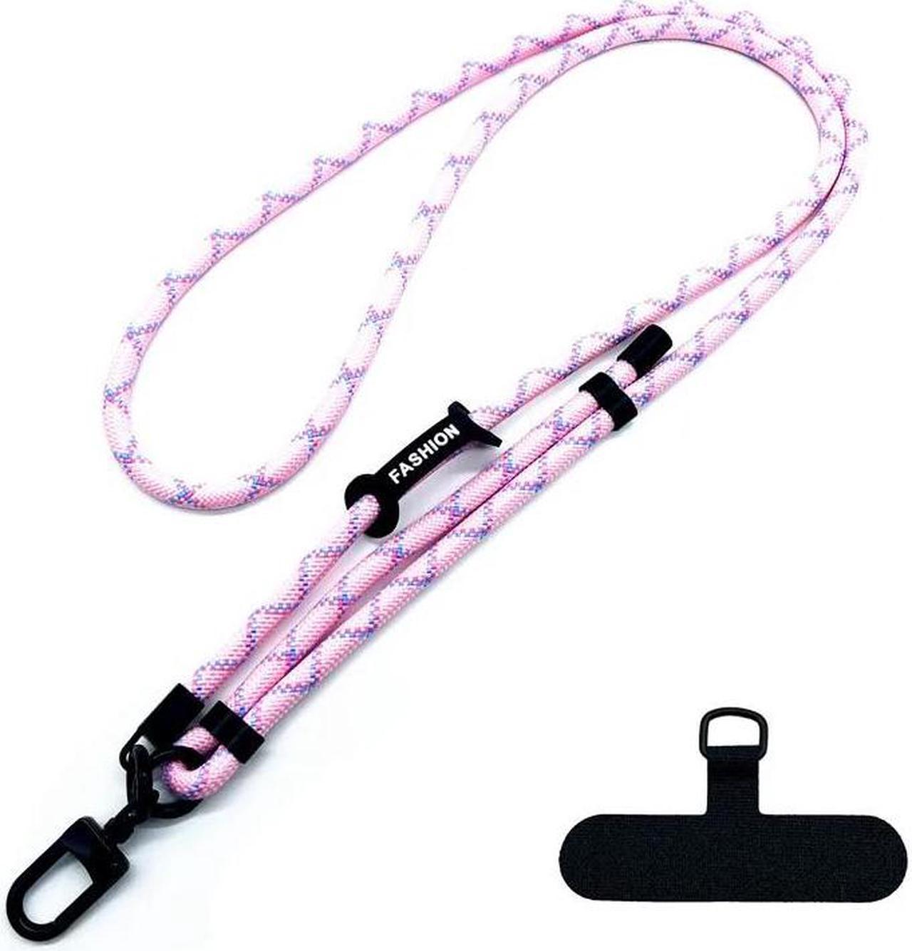 Beebo Beabo Adjustable Phone Lanyard Diameter Outdoor Universal Case Crossbody Shoulder Card Neck Cord Clip Hang(150CM 5Colors) Pink and Blue