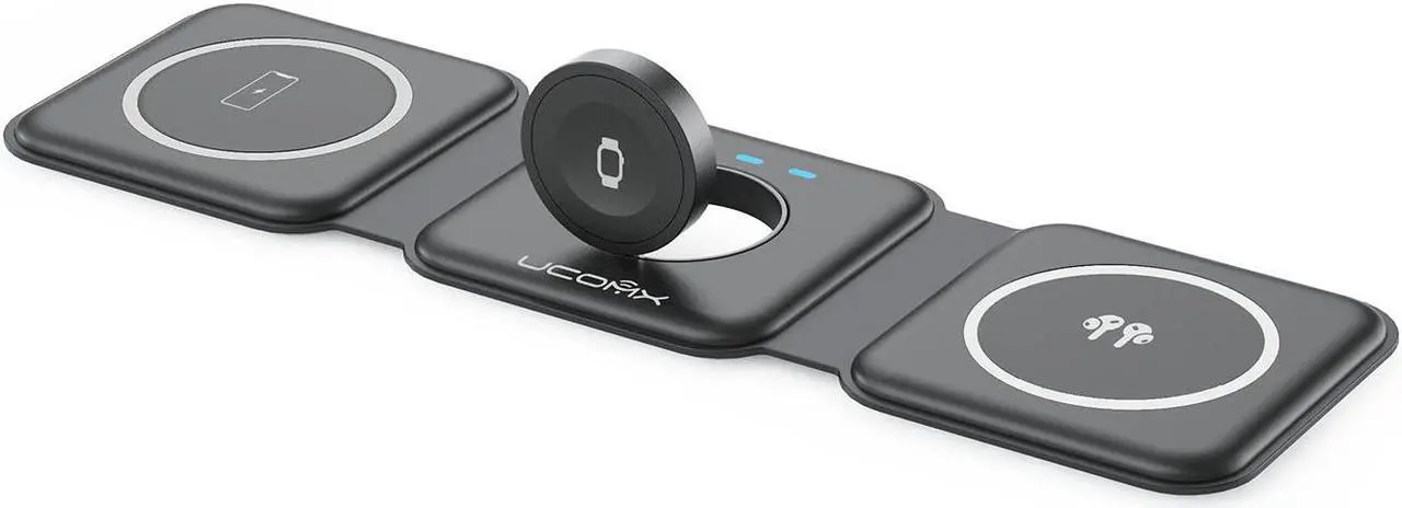 Main image of Ucomx nano 3-in-1 wireless charger, magnetic foldable 3-in-1 charging station, fast wireless charging pad, compatible with iPhone 14 / Pro / max / plus / 13 / 12 series, airpods 3 / 2 / Pro, Iwatch