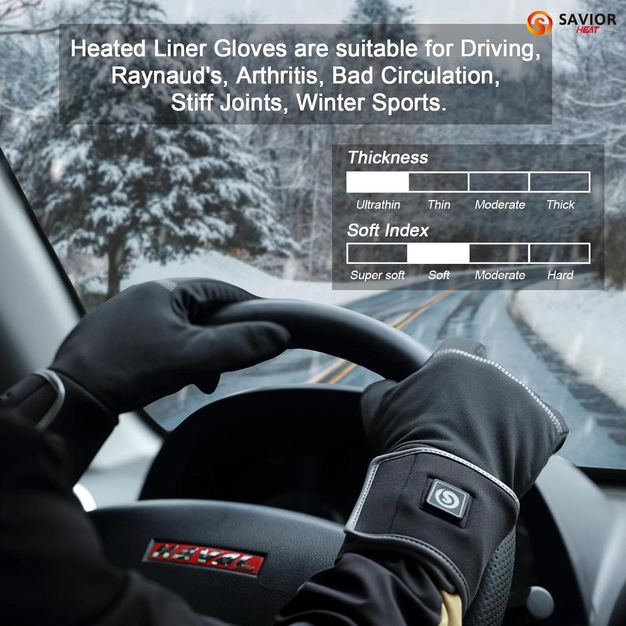 Alt view image 5 of 7 - SAVIOR HEAT Heated Liners Gloves for Men Women, 2023 Electric Rechargeable Battery Thermal Thin Gloves for Winter Skiing Typing Driving Riding Cycling Hiking-XXS
