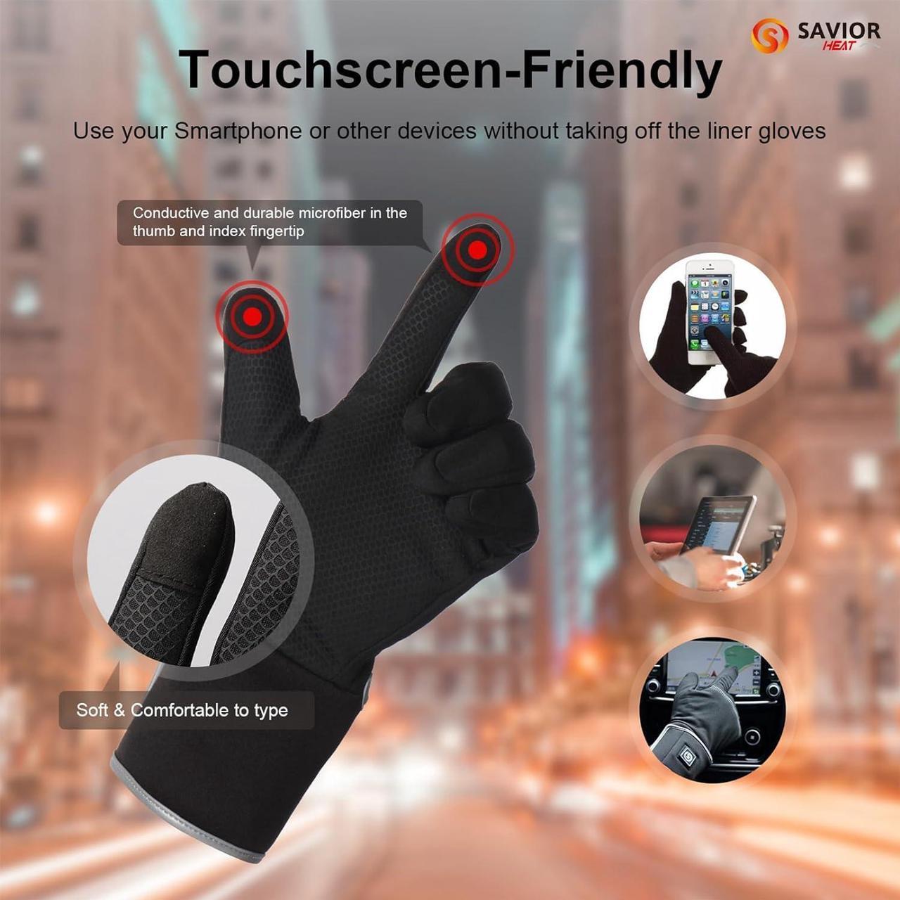 Alt view image 2 of 7 - SAVIOR HEAT Heated Liners Gloves for Men Women, 2023 Electric Rechargeable Battery Thermal Thin Gloves for Winter Skiing Typing Driving Riding Cycling Hiking-XXS
